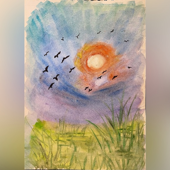 Handmade Watercolor Painting 9" X 12" on Paper, Decor/Wall, Frame Not Included - Picture 4 of 4